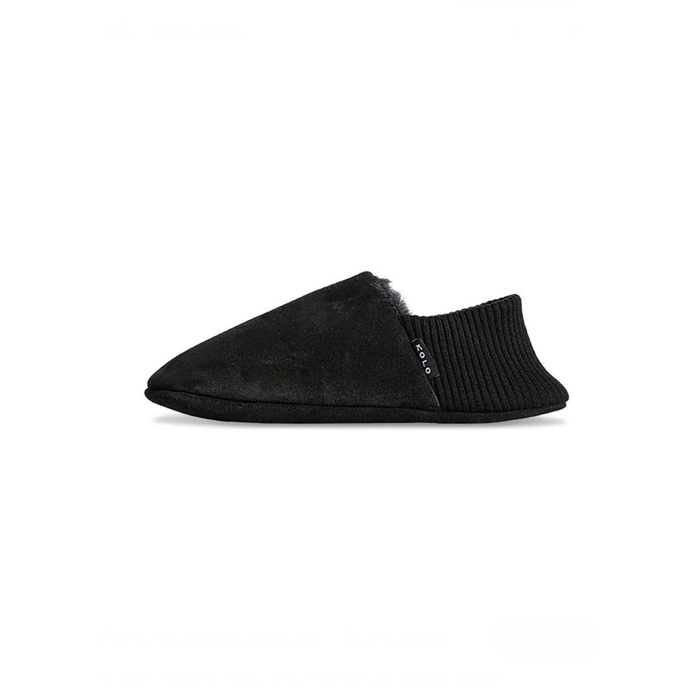 KOLO Perry Suede Leather Fur-Lined House Shoes Sz XL Japanese Slipper Shoes